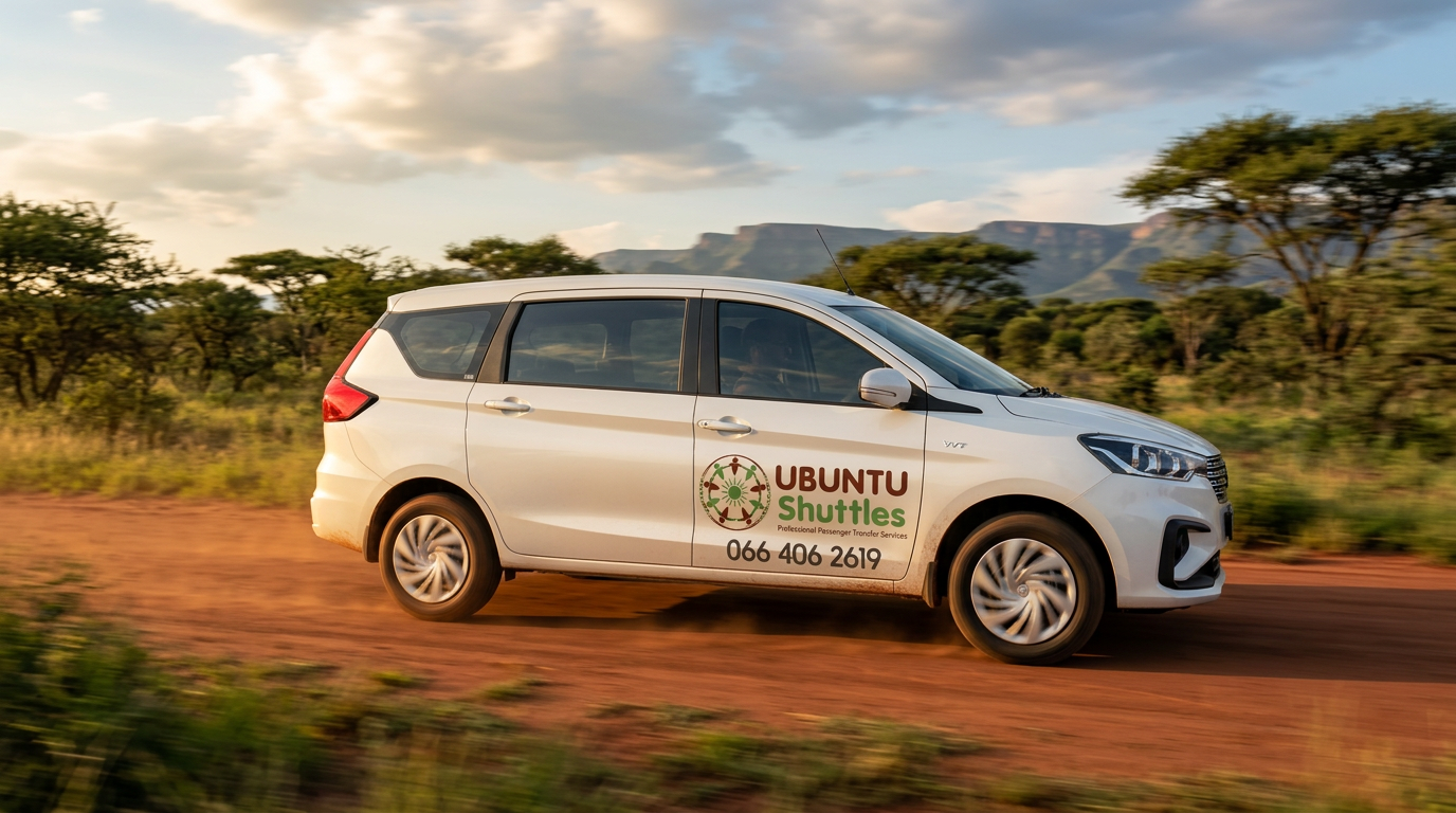 Ubuntu Shuttles vehicle on a Mpumalanga road